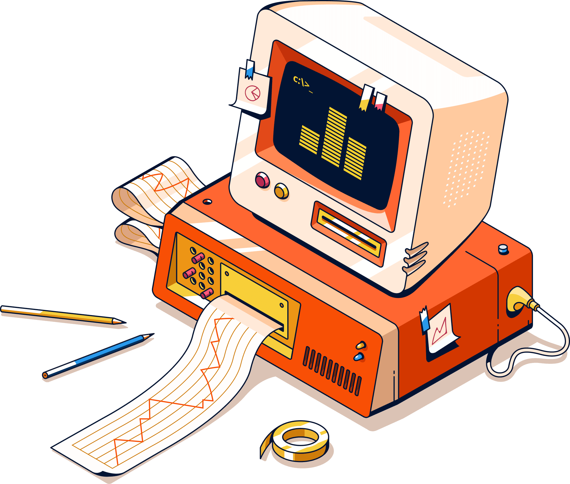 Computer with charts